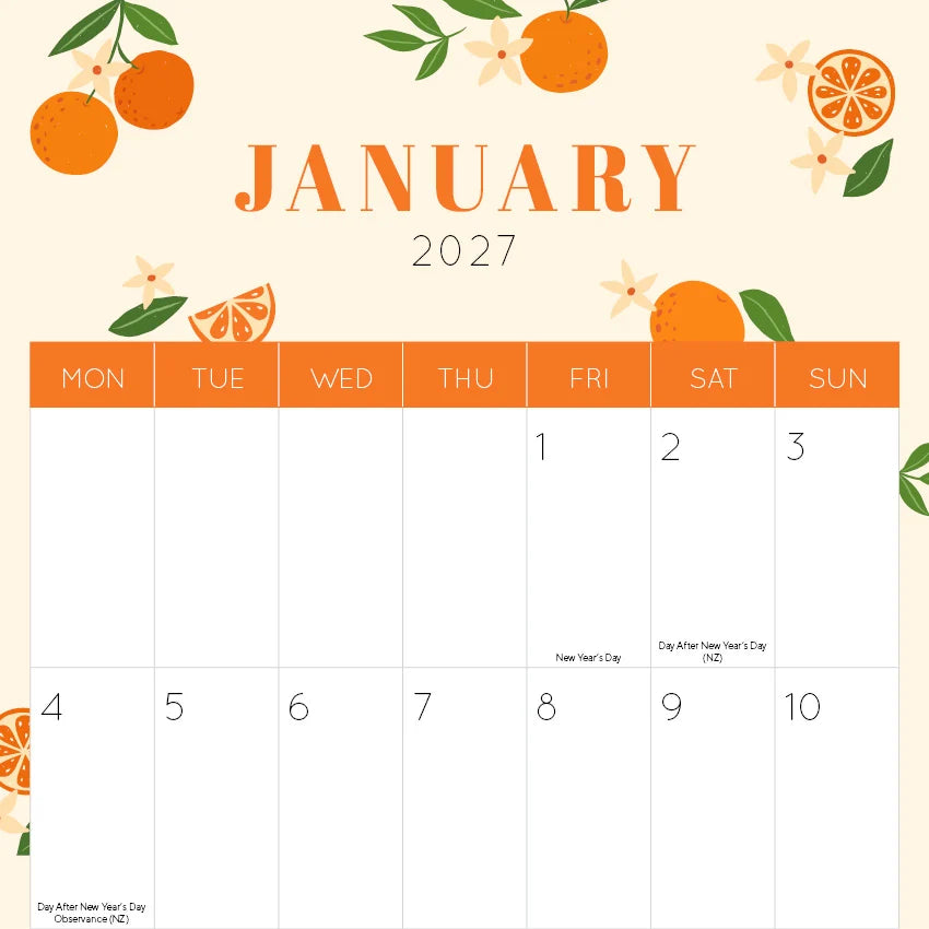 BIG DATES EASY TO SEE CALENDAR: 2027