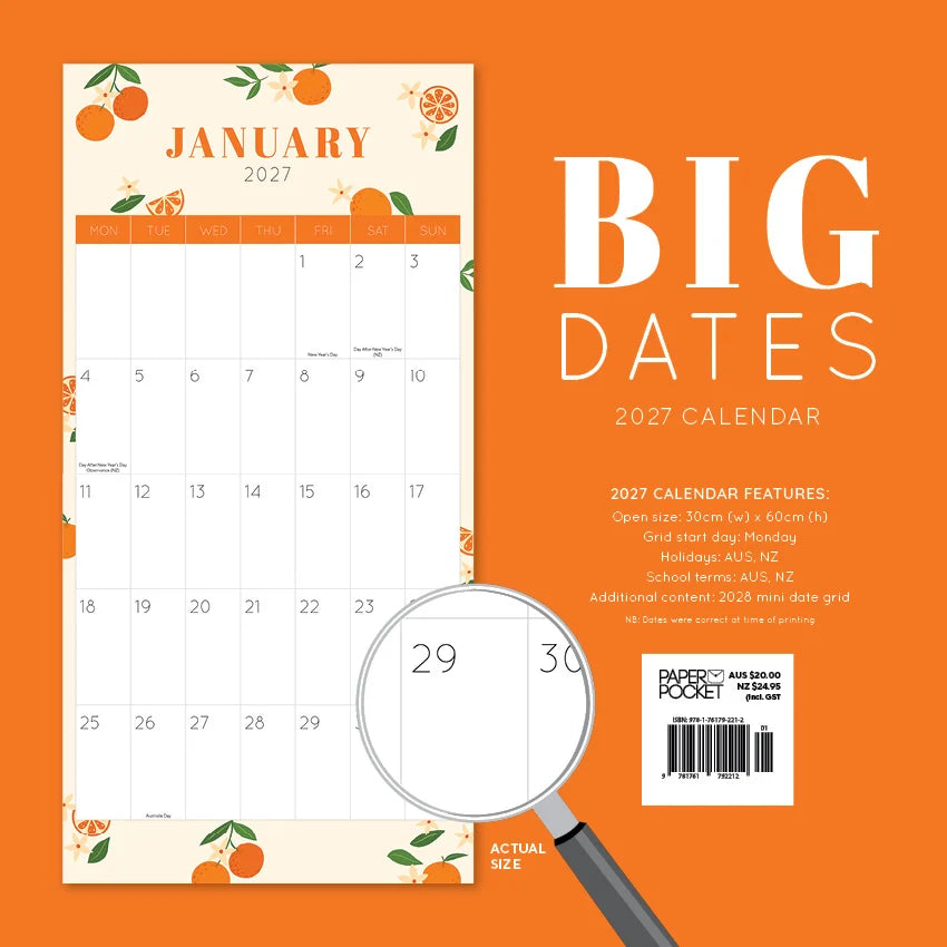BIG DATES EASY TO SEE CALENDAR: 2027