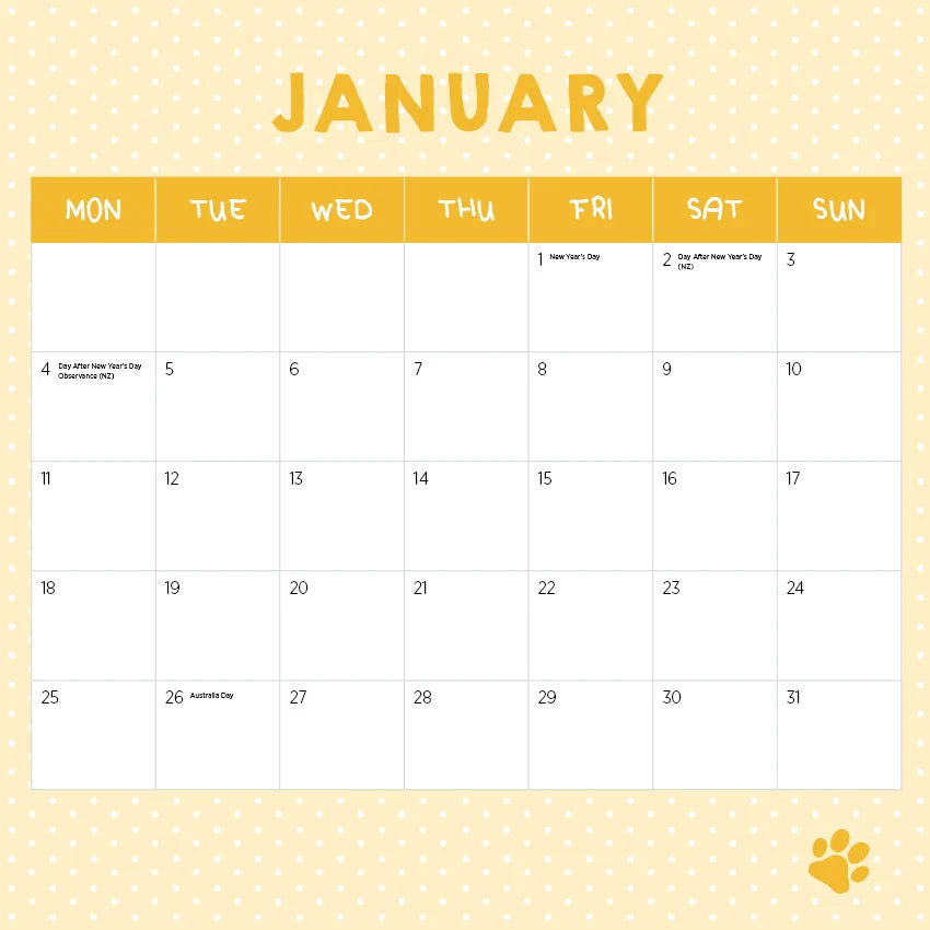 CAT NAPS CALENDAR: 2027