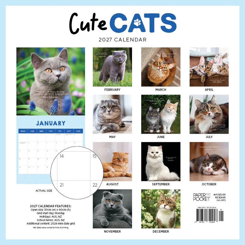CUTE CATS CALENDAR: 2027