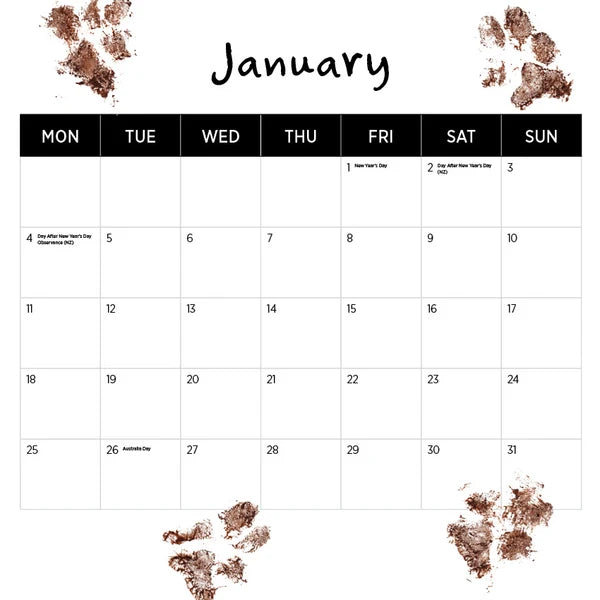 DOGS LIFE CALENDAR: 2027