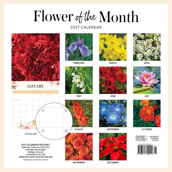 FLOWER OF THE MONTH CALENDAR: 2027