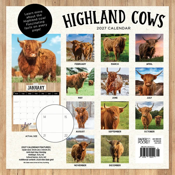 HIGHLAND COWS CALENDAR: 2027