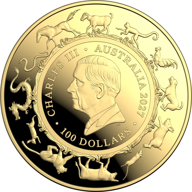 Year of the Goat 2027 $100 1oz Gold Proof Domed Coin