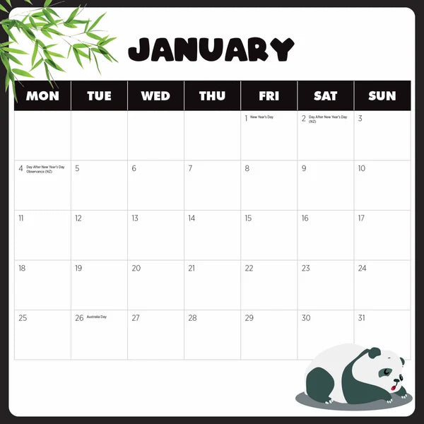 PANDAS CALENDAR: 2027