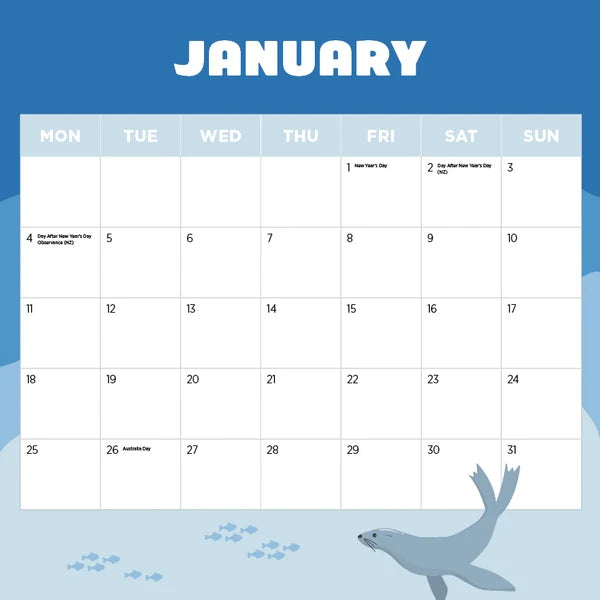 SEALS AND SEA LIONS CALENDAR: 2027