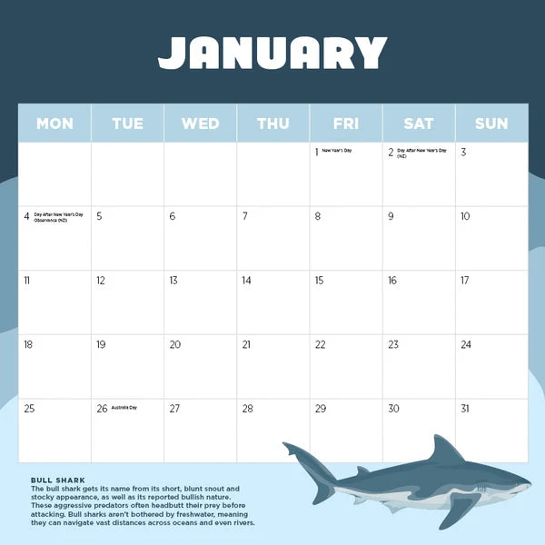 SHARKS CALENDAR: 2027