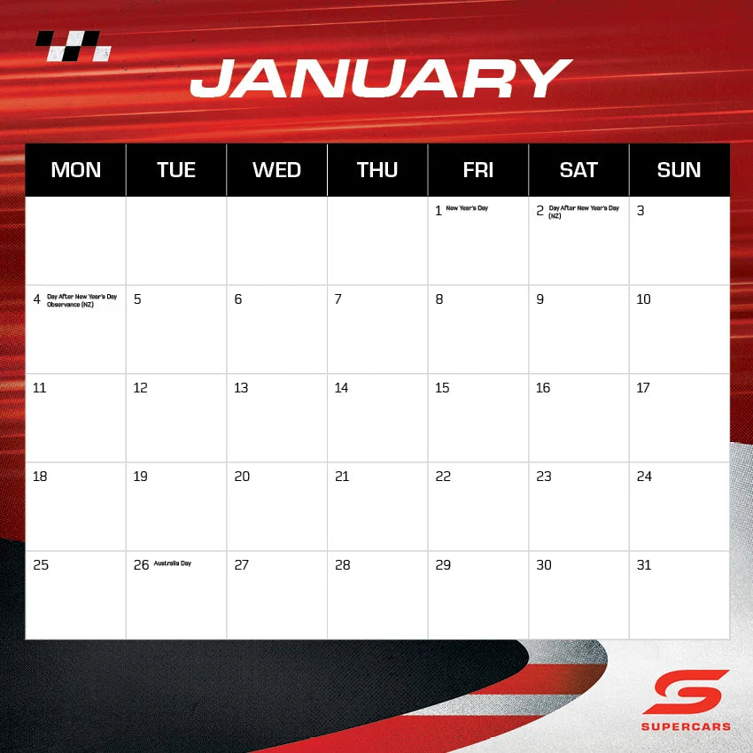 V8 SUPERCARS CALENDAR: 2027