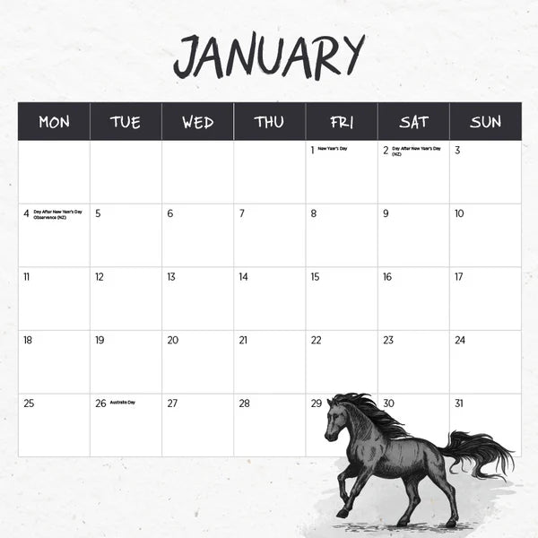 OUR AUST WILD HORSES CALENDAR: 2027