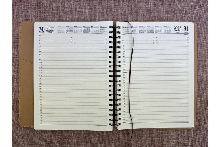 2027 Diary OzCorp Contempo A4 Day to Page Spiral Croc Tan, EA4SD2427
