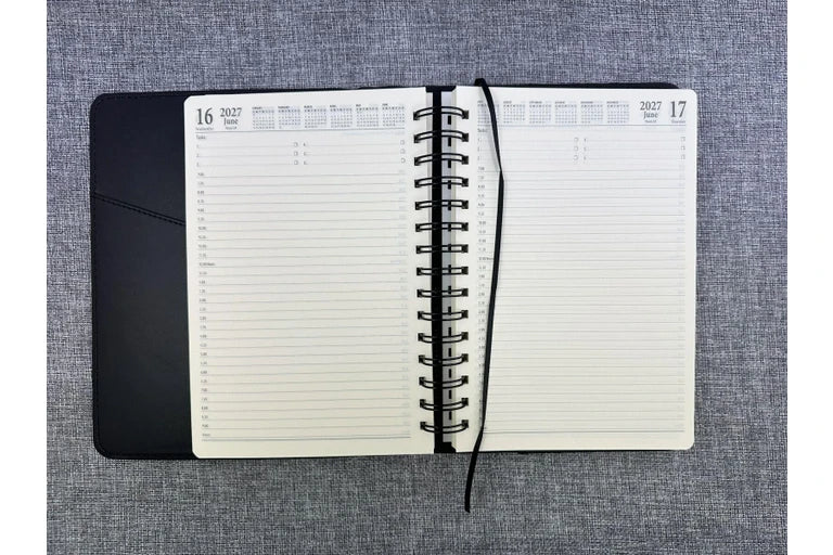 2027 Diary OzCorp Contempo A5 Day to Page Spiral Black, DA5SD1027