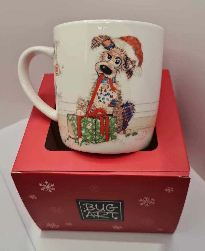 BUG ART CHRISTMAS MUG - PUPPY DOG