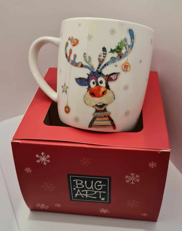 BUG ART CHRISTMAS MUG - REINDEER