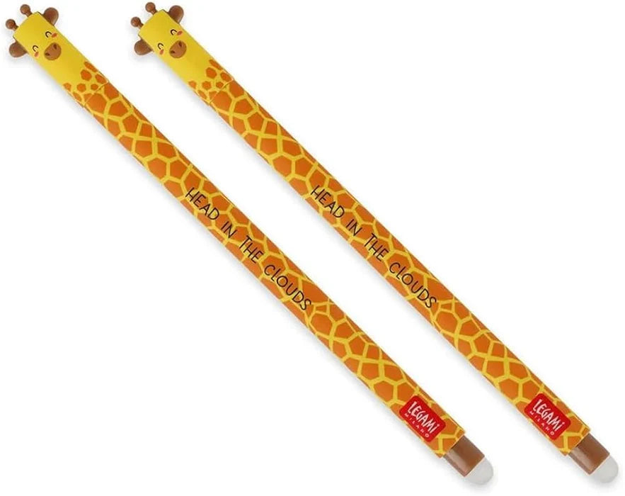 Legami Erasable Gel Pen Ball on the End for Removing Ink Without Consuming the Paper Black Heat-Sensitive Ink Tip Diameter 0.7 Mm Giraffe Theme
