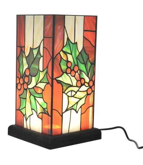 CHRISTMAS STAINED PAINTED LAMP - MISTLETOE