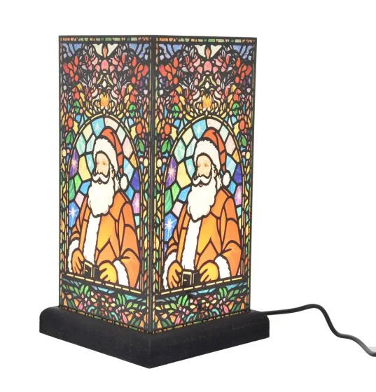 CHRISTMAS STAINED PAINTED LAMP - SANTA