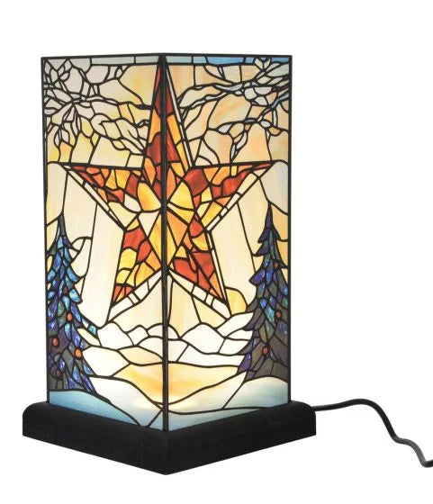 CHRISTMAS STAINED PAINTED LAMP - XMAS STAR