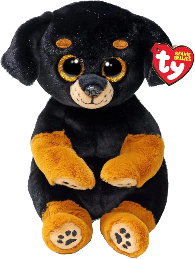 Ty Beanie Bellies - Randi The Dog with Gold Eyes Glitter Soft Toy with Soft Bench Original 20cm