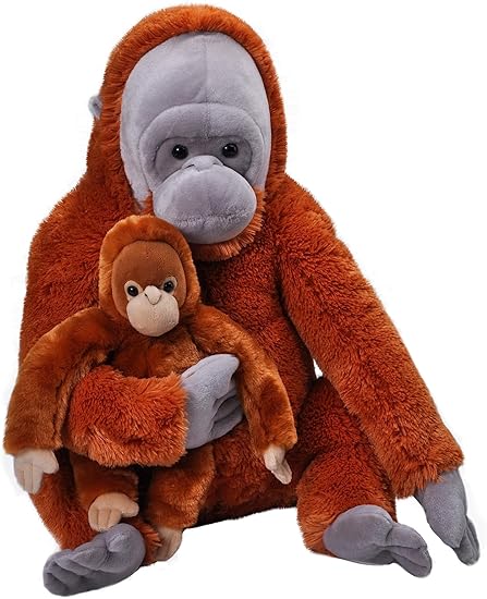 Wild Republic Jumbo Mom and Baby Orangutan, Stuffed Animal, 30 Inches, Plush Toy