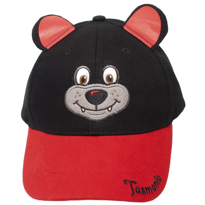 KIDS CAP COTTON TWILL TASMANIAN DEVIL WITH EARS RED