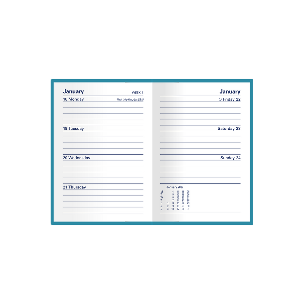 DIARY 2027 COLLINS BELMONT A7 337.V53 PVC POCKET WTV TEAL