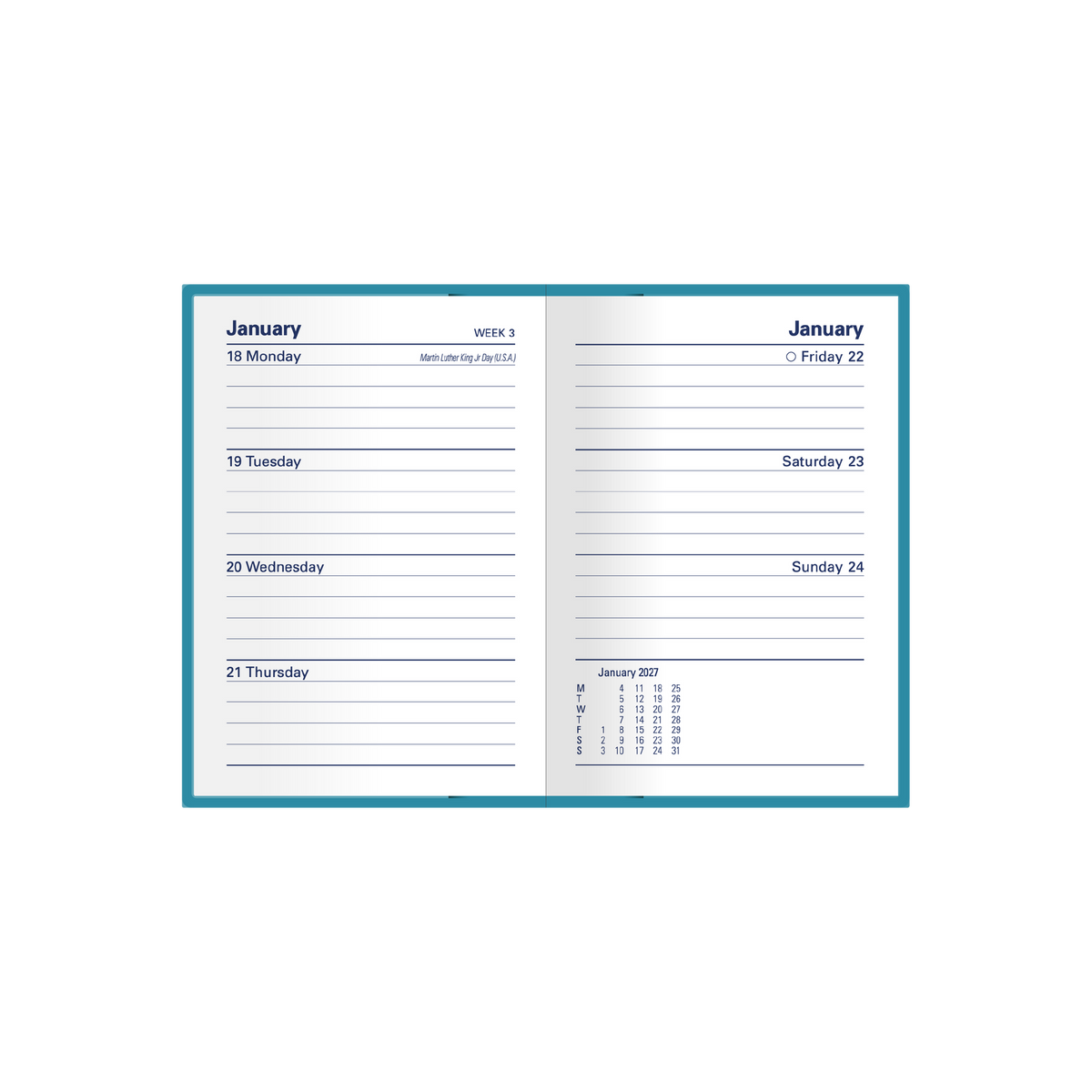 DIARY 2027 COLLINS BELMONT A7 337.V53 PVC POCKET WTV TEAL