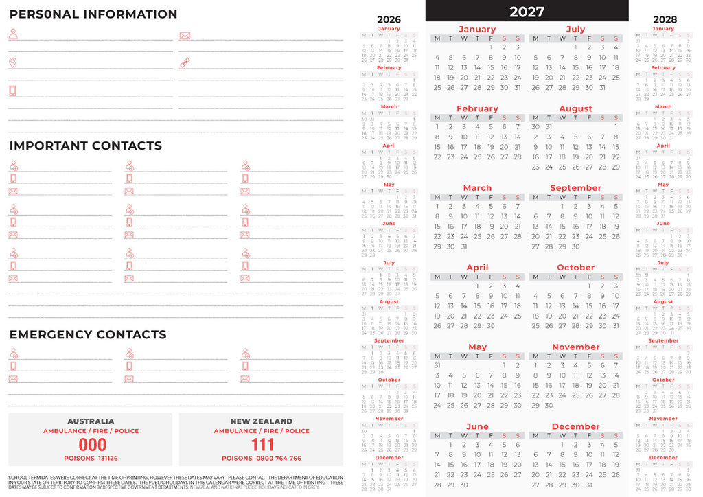 2027 EVERYDAY PLANNER A4 MONTH TO VIEW 279 X 210MM