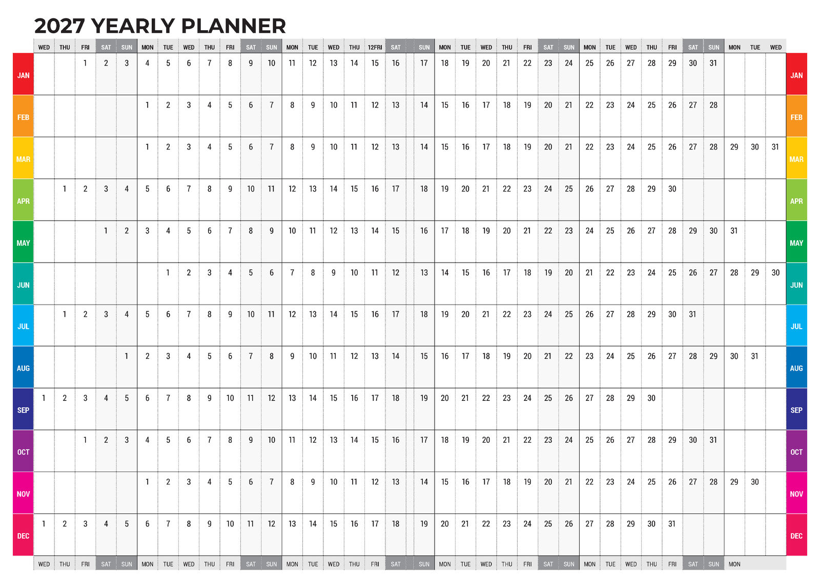 2027 EVERYDAY PLANNER A4 MONTH TO VIEW 279 X 210MM