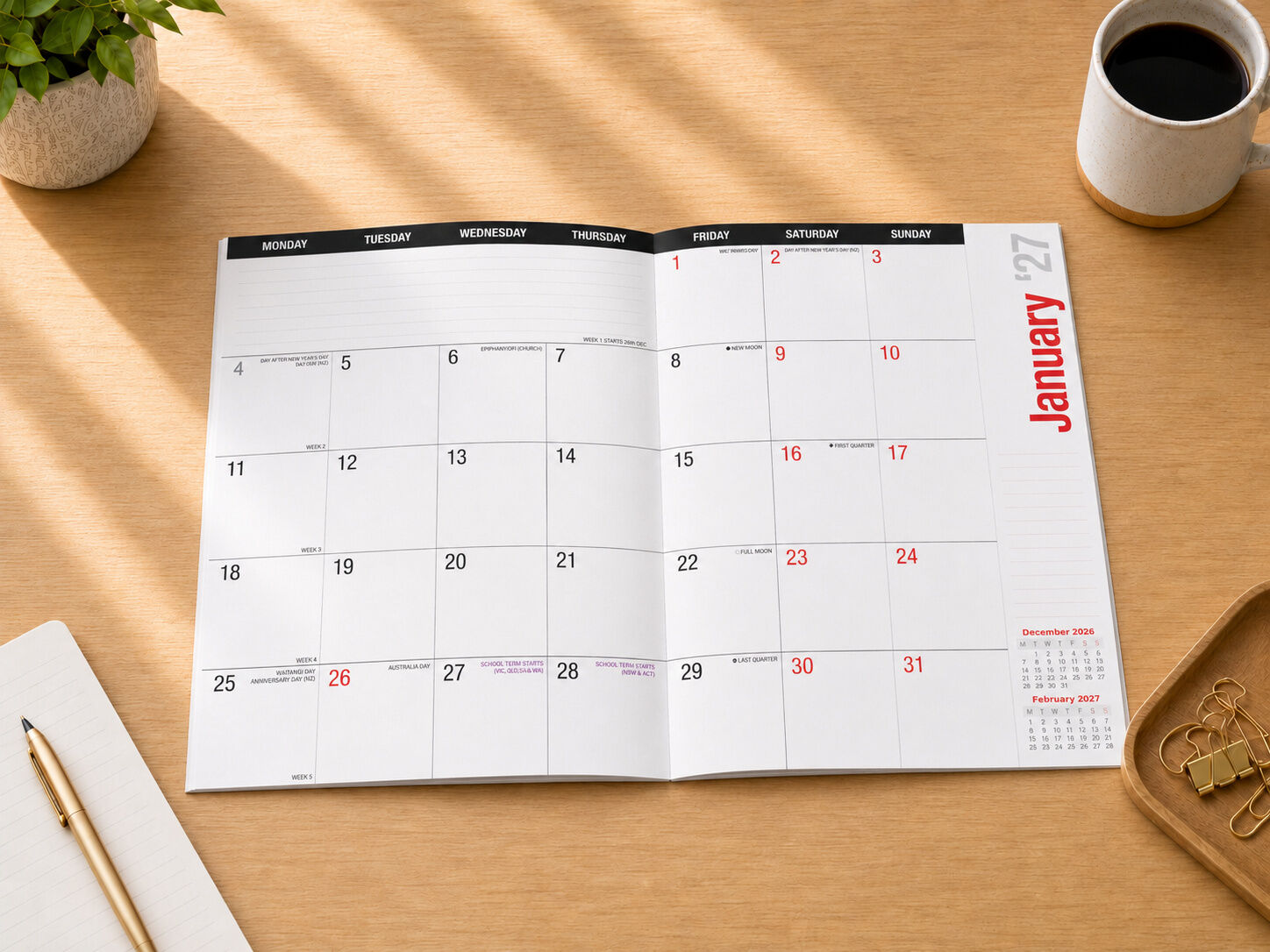 2027 EVERYDAY PLANNER A4 MONTH TO VIEW 279 X 210MM