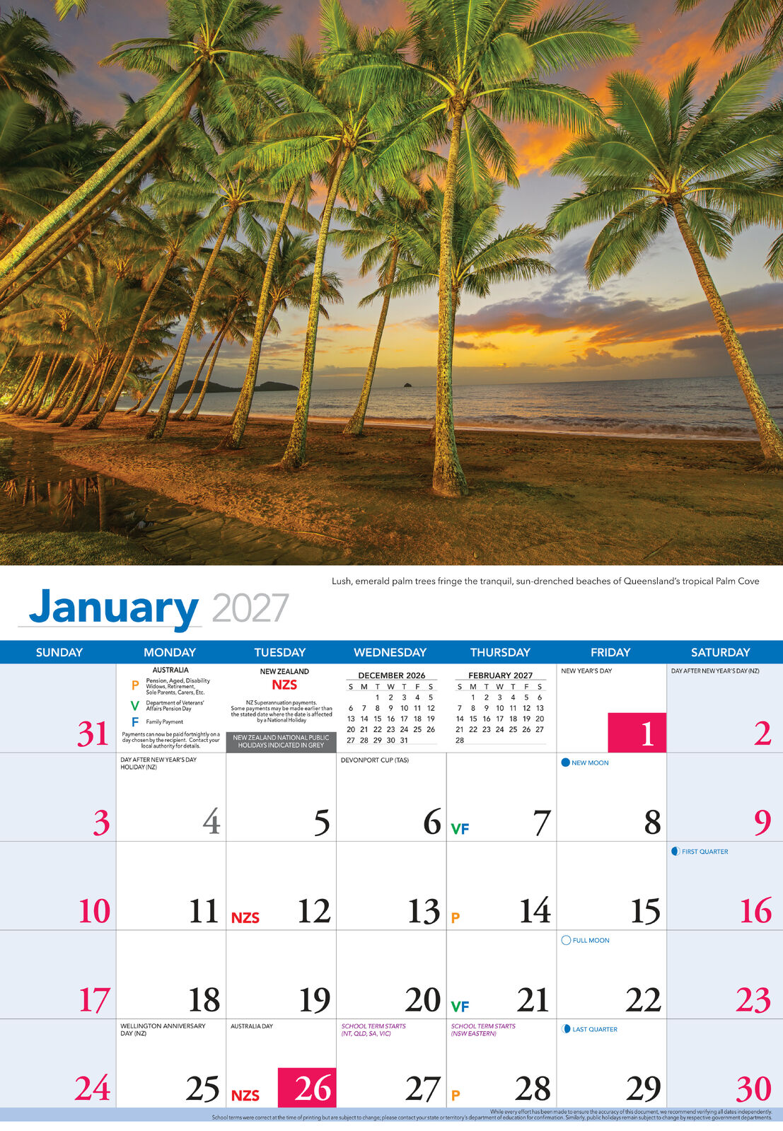 2027 Calendar Bartel Prestige Beautiful Australia Horizontal Wall, CA701