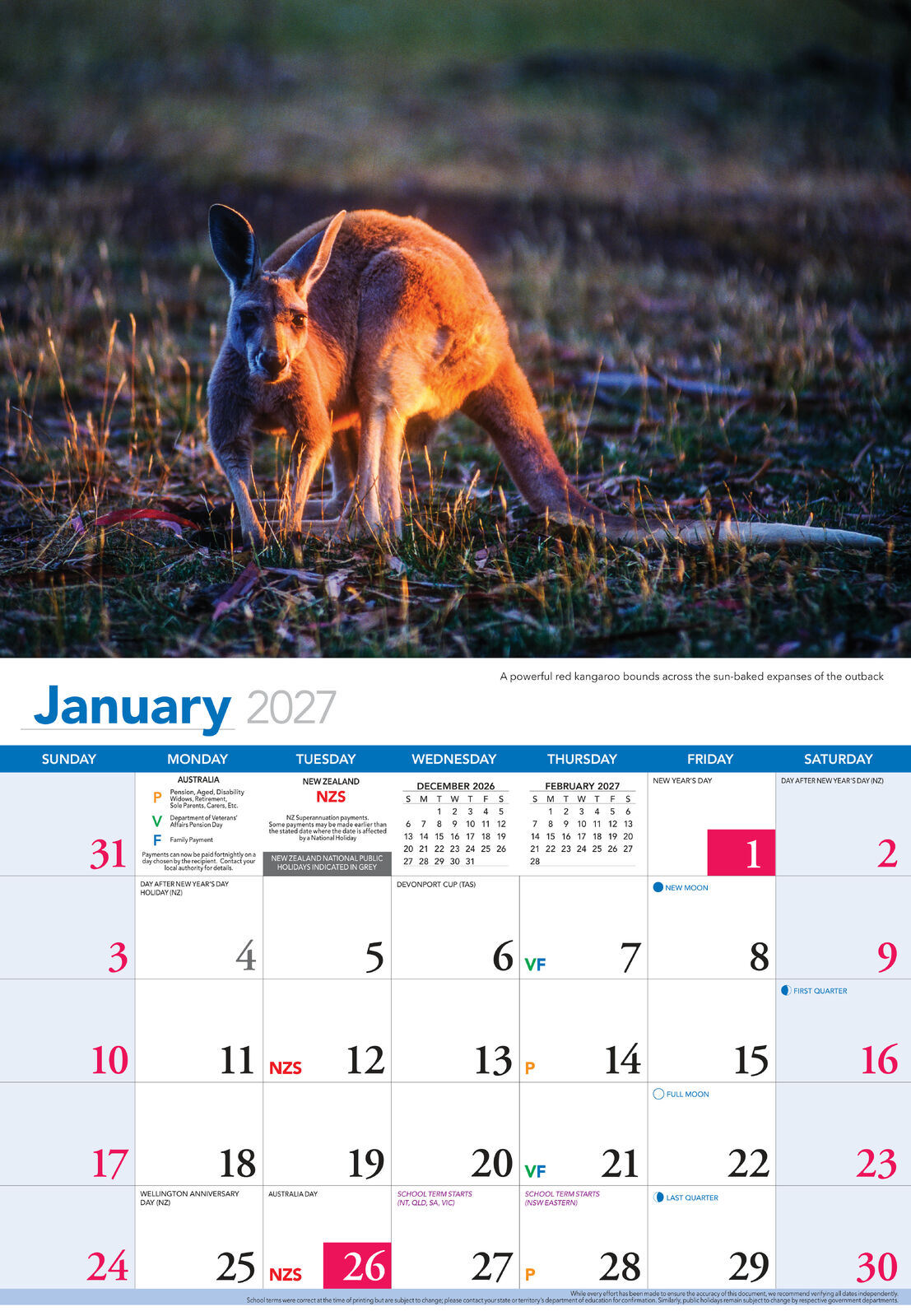 2027 Calendar Bartel Prestige Wildlife of Australia Horizontal Wall, CA705