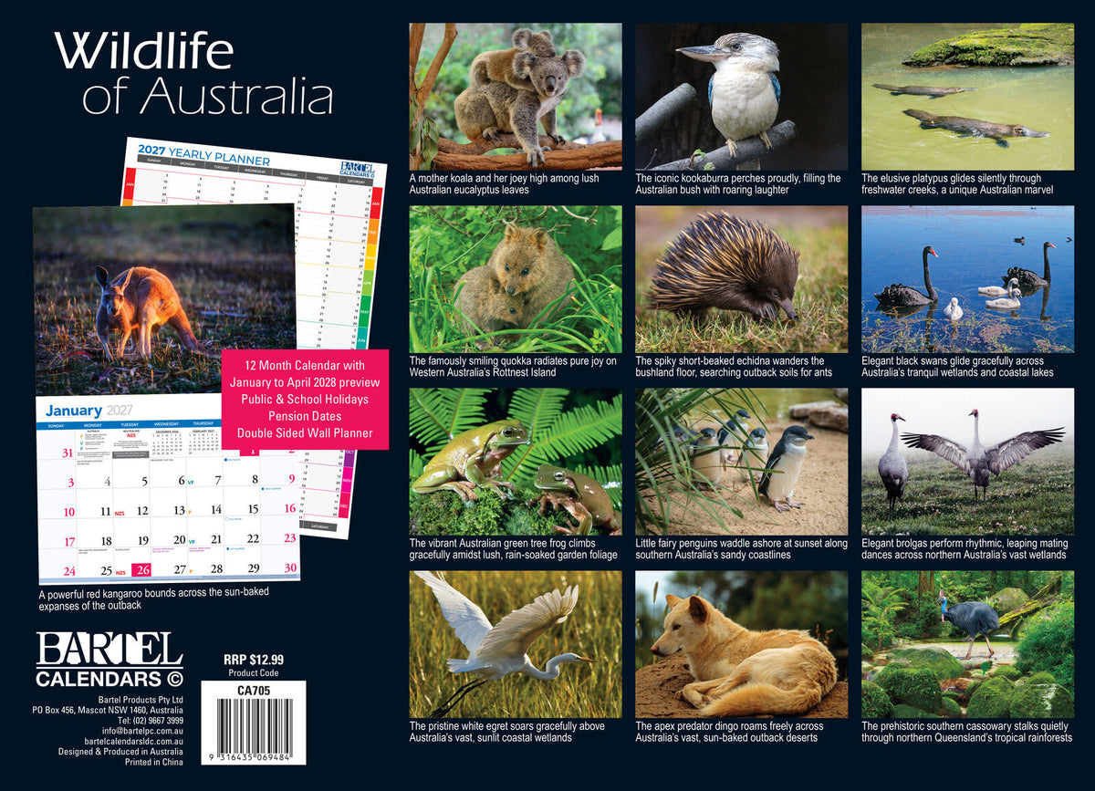 2027 Calendar Bartel Prestige Wildlife of Australia Horizontal Wall, CA705