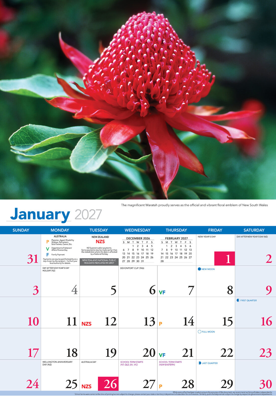 2027 Calendar Bartel Prestige Wildflowers of Australia Horizontal Wall, CA706