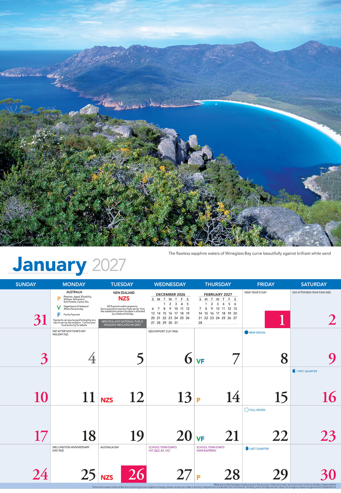 2027 Calendar Bartel Prestige Tasmania Horizontal Wall, CA749