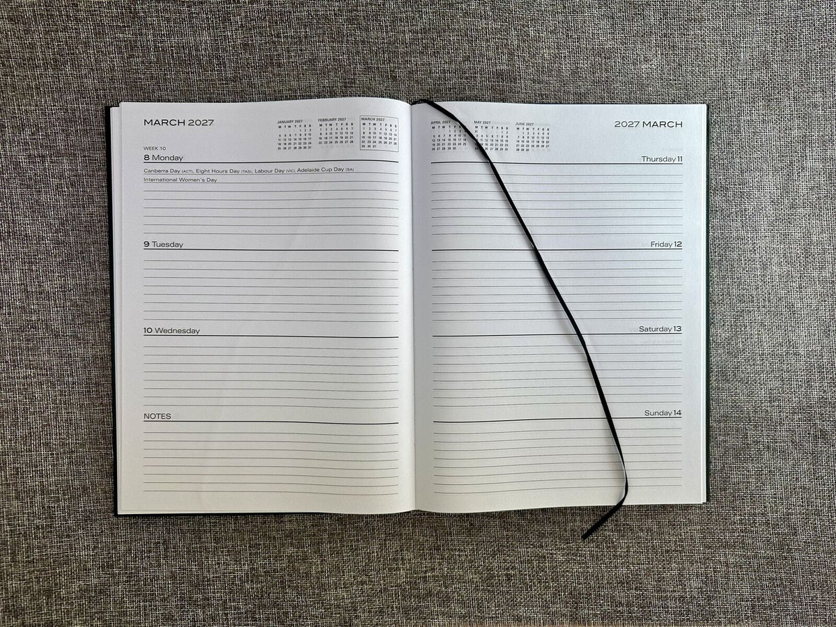 2027 Diary OzCorp Business Basic A4 Week to View Black