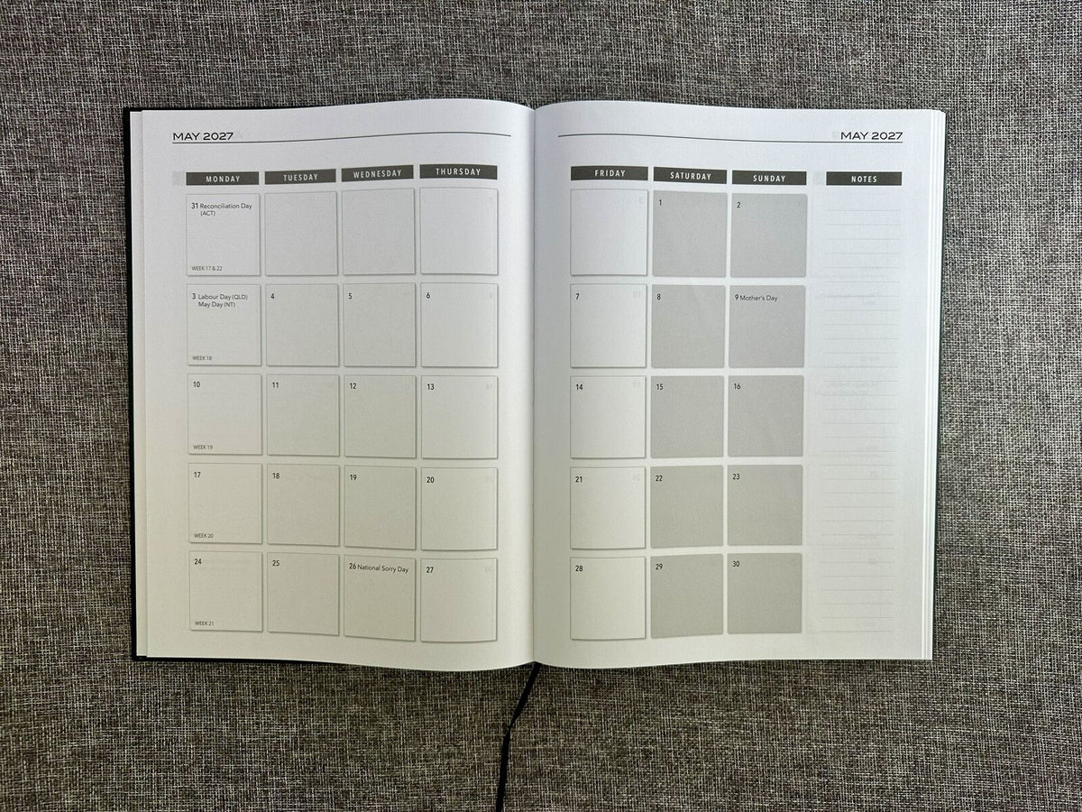 2027 Diary OzCorp Business Basic A4 Week to View Black