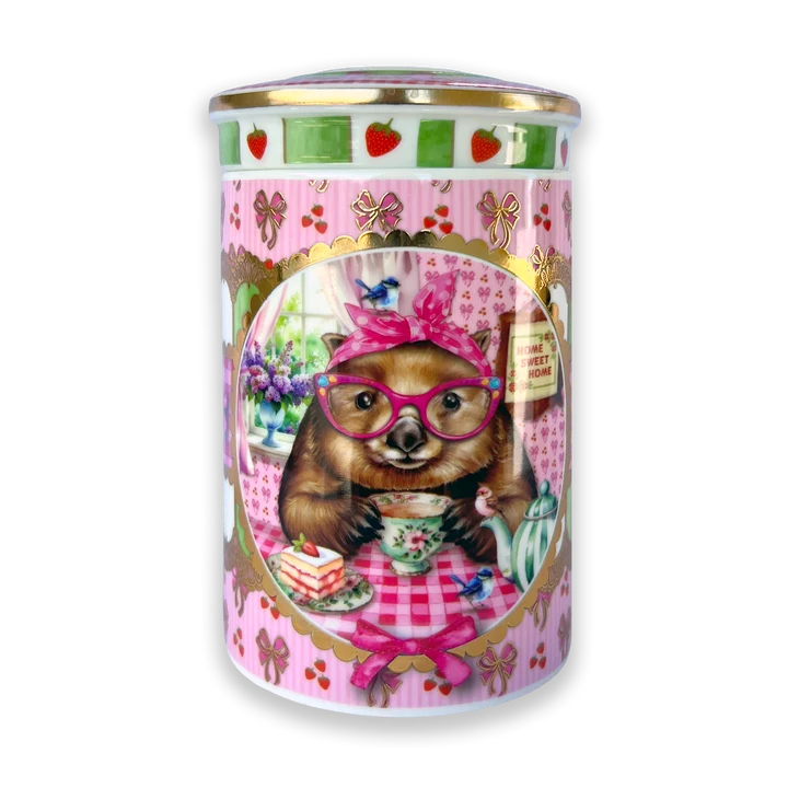 LISA POLLOCK CERAMIC TEA CANISTER - WONDA WOMBAT