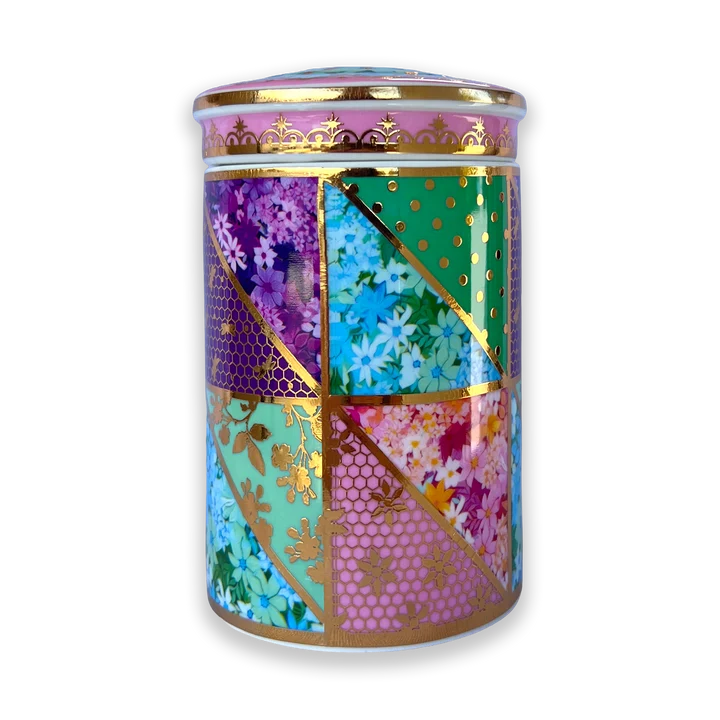 LISA POLLOCK CERAMIC TEA CANISTER - PRETTY PATCHWORK