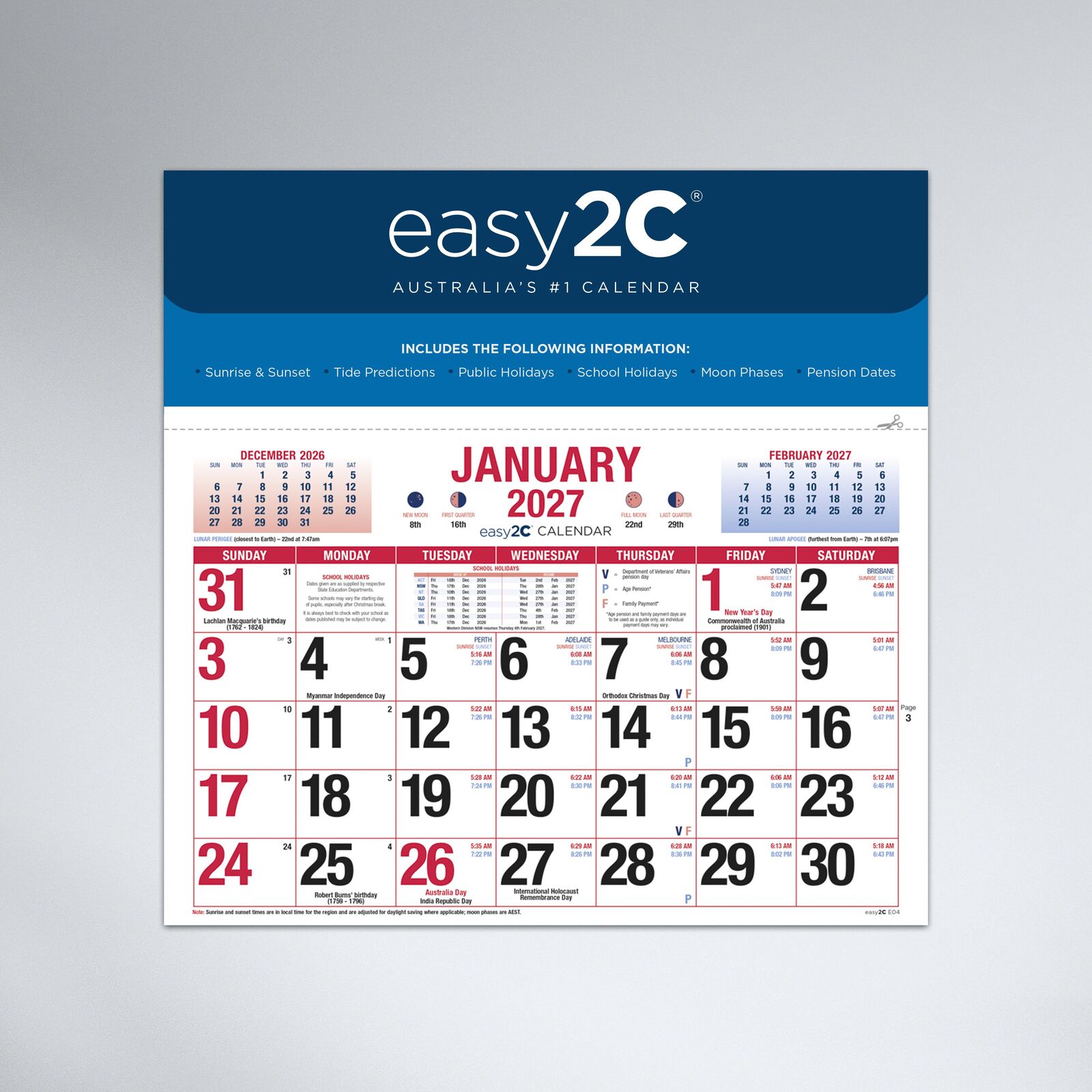 2027 Calendar easy2C 210x225mm Magnetic Wall, 4278