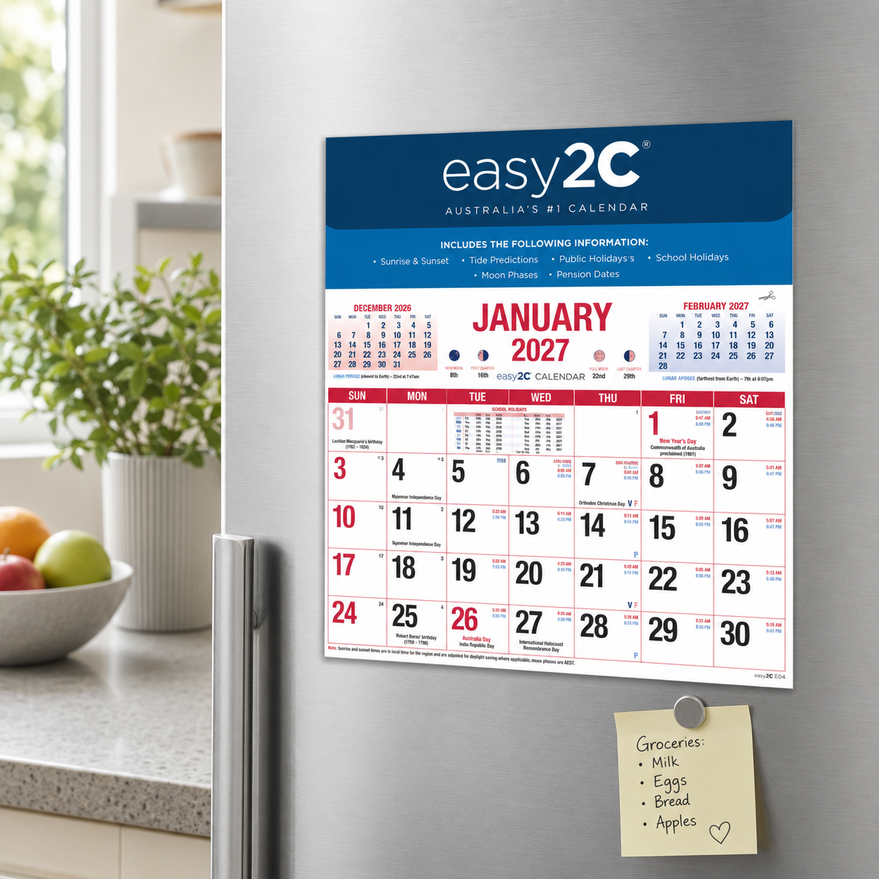 2027 Calendar easy2C 210x225mm Magnetic Wall, 4278