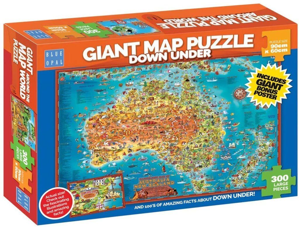 BLUE OPAL GIANT MAP PUZZLE DOWN UNDER 300 LARGE PIECES