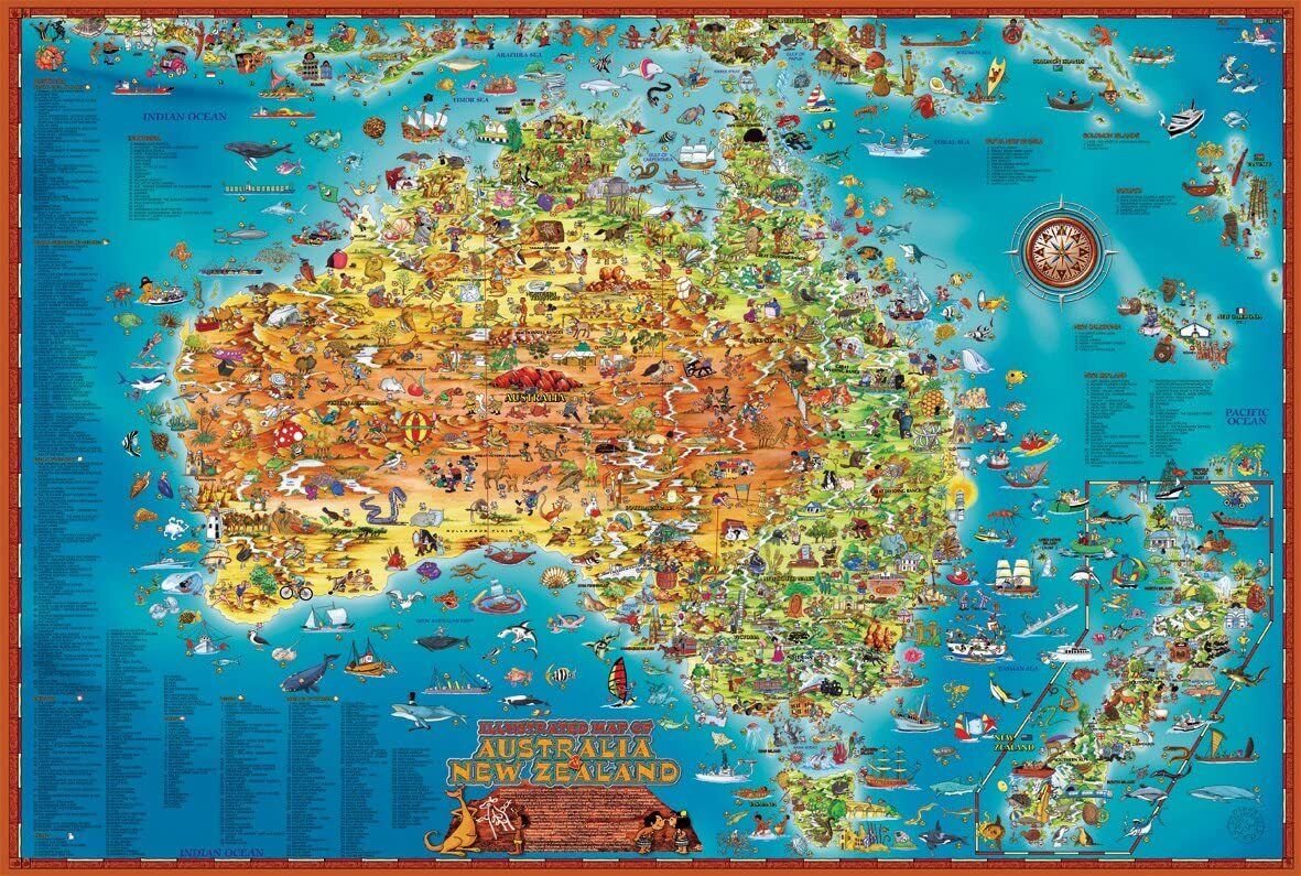 BLUE OPAL GIANT MAP PUZZLE DOWN UNDER 300 LARGE PIECES