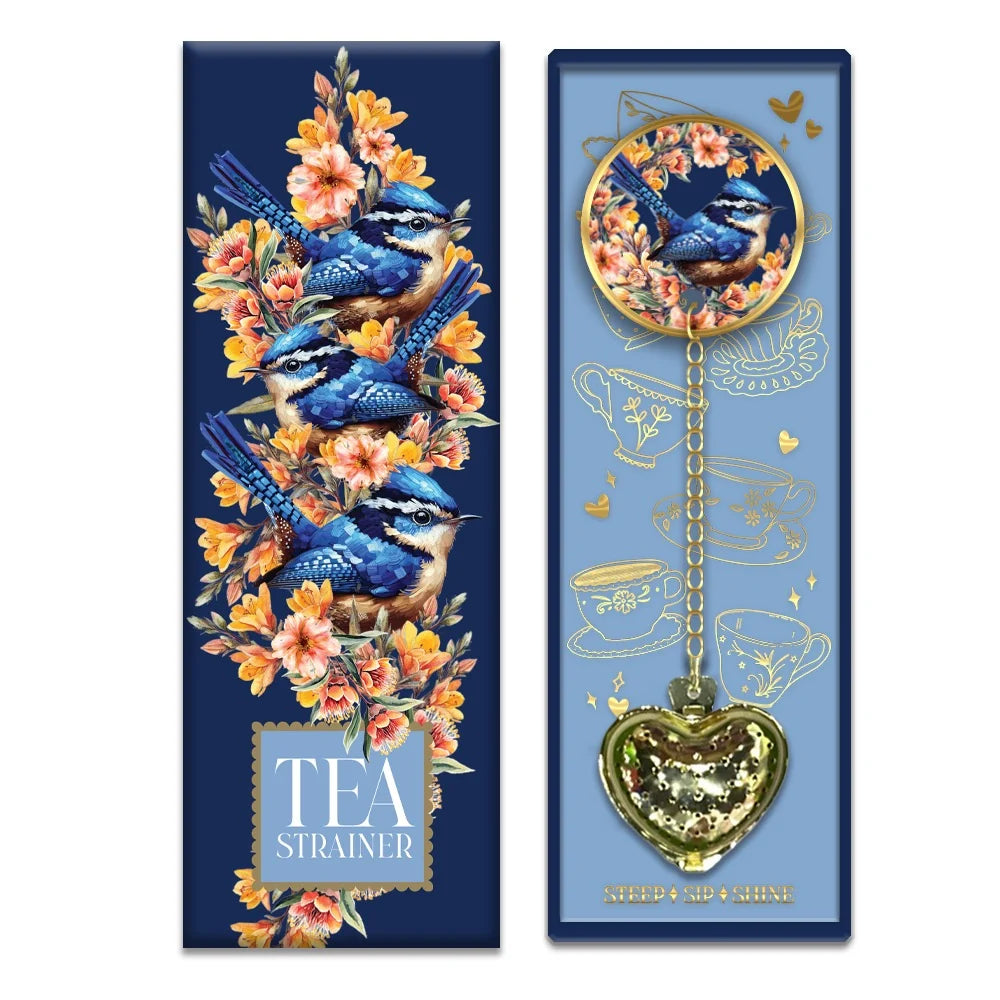 CERAMIC TEA STRAINER - BLUE WREN