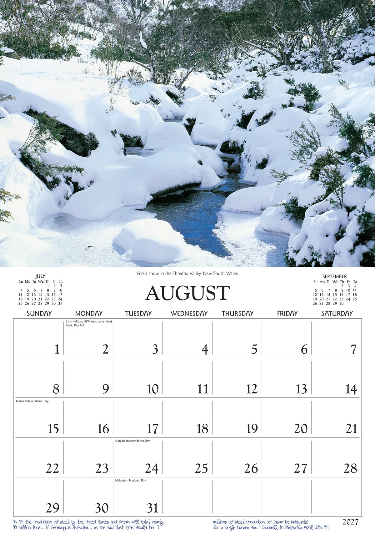 COLOURS OF AUST CALENDAR: 2027