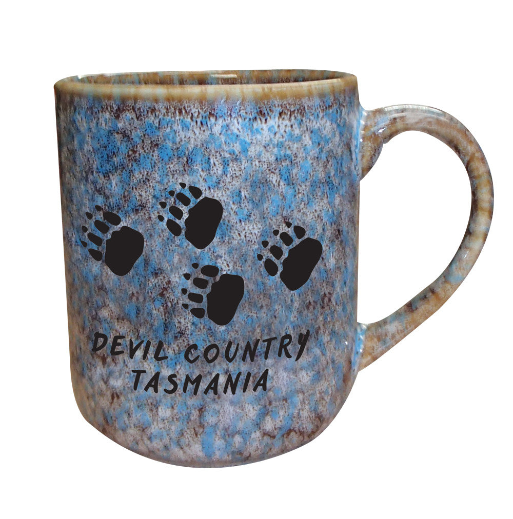 TASMANIAN COFFEE MUG SPECKLED ANIMAL FOOTPRINTS