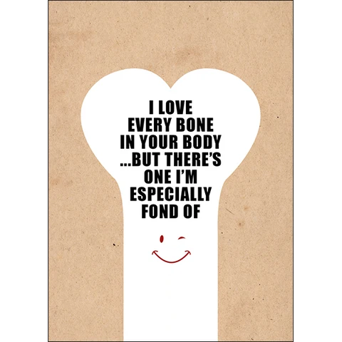 X106 - I love every bone in your body... - rude birthday card card