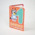AGE 1 BLUEY STARS AND DOTS ON CORAL GREETING CARD