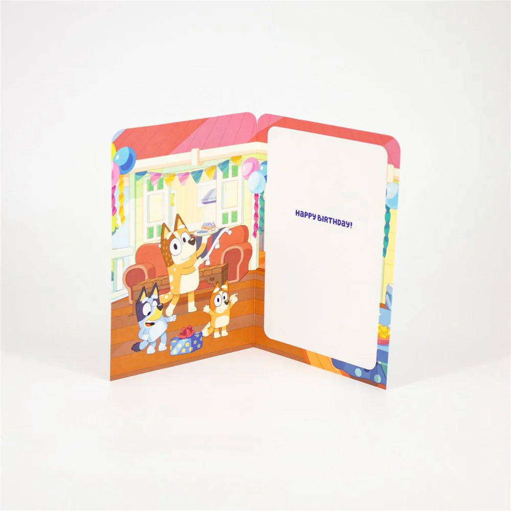 AGE 1 BLUEY STARS AND DOTS ON CORAL GREETING CARD