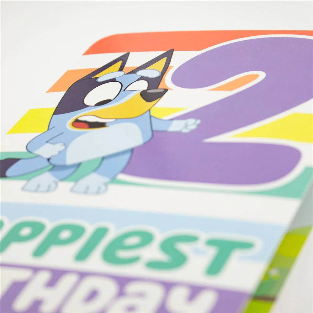 BLUEY PURPLE 2 RAINBOW STRIPES GREETING CARD