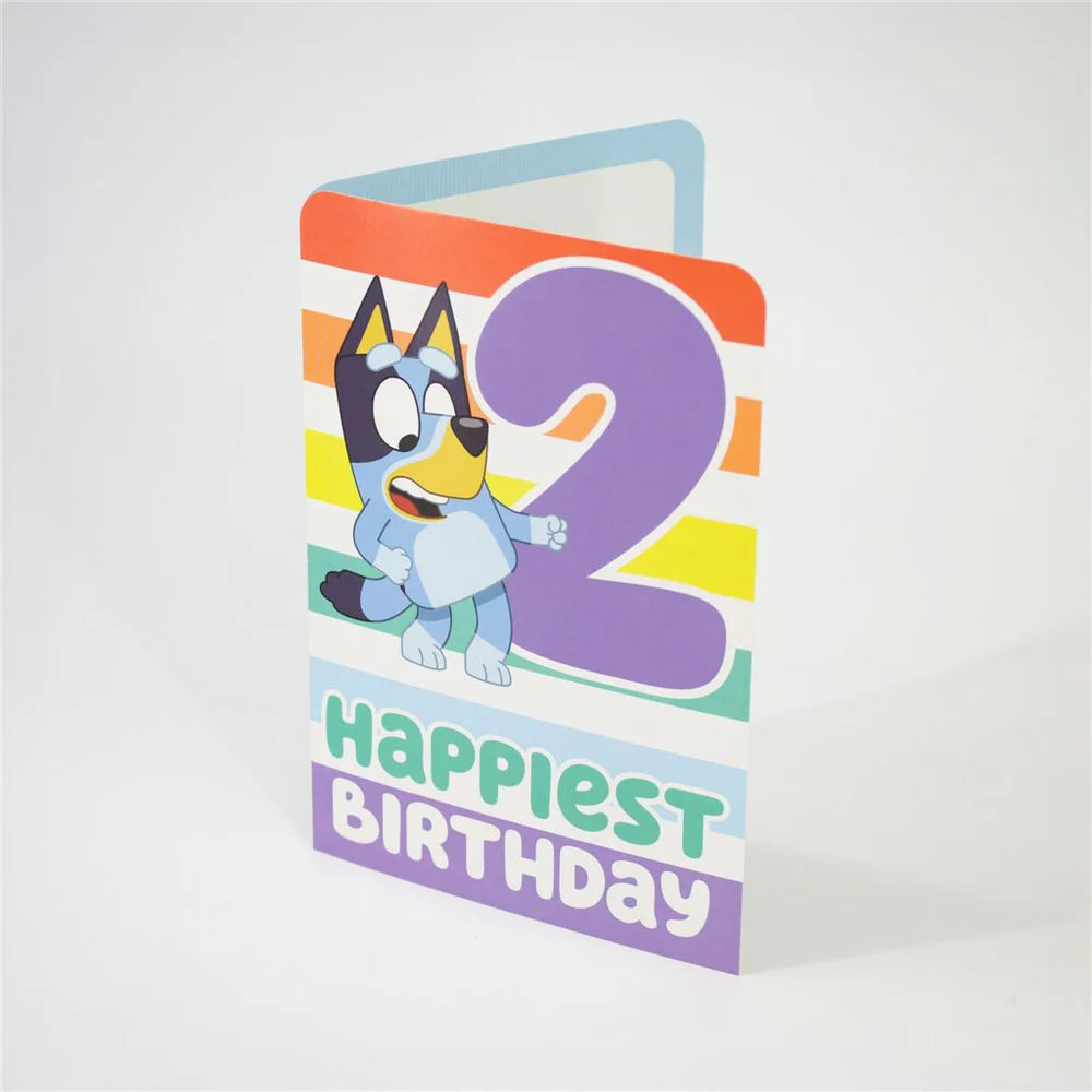 BLUEY PURPLE 2 RAINBOW STRIPES GREETING CARD